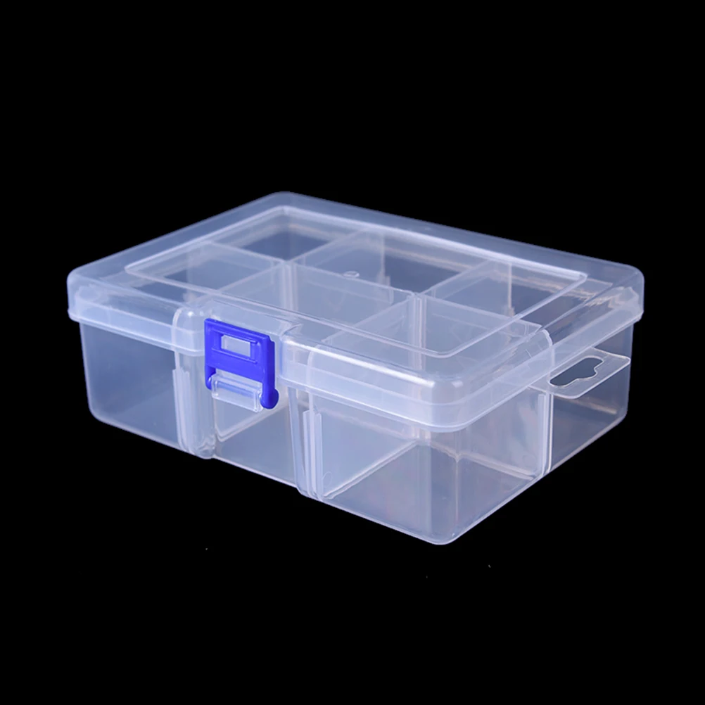 

Lure Case Tackle Container Transparent Storage Tool Fishing Tackle Multifunctional Bait Box 6 Compartments Durable