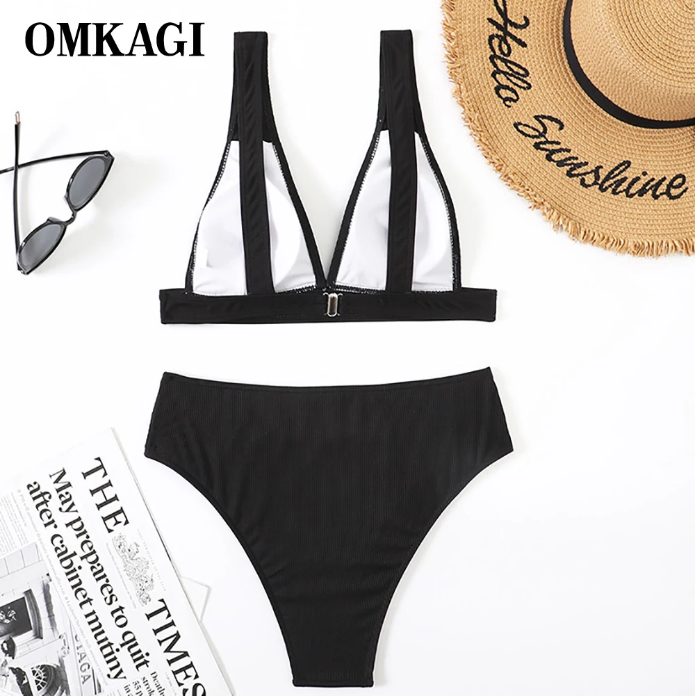 OMKAGI женский купальник 2022 Новый сексуальный однотонный набор Пуш-ап бикини с