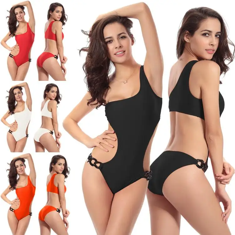 

New One-piece Unique Six-ring S-curve Beautiful One-shoulder Women's One-piece Swimming Suit Chest-gathering Large Size Swimsuit