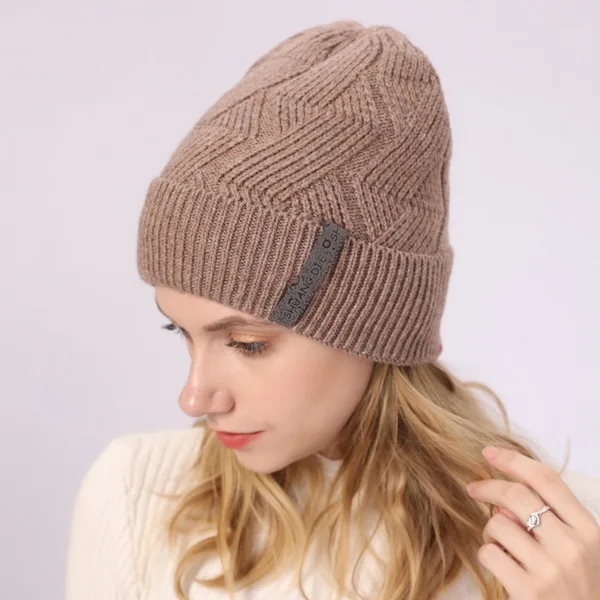 Khaki NUZADA брендовые зимние вязанные шапочки Skullies шапочки шапки s мужские женские шерстяные плюс бархатные со стразами шапка с наушниками уличные лыжные теплые шапки - Цвет: Khaki