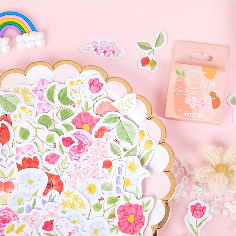 46 шт./кор. цветы в мире стикеры красивые наклейки фотоальбом скрапбукинг