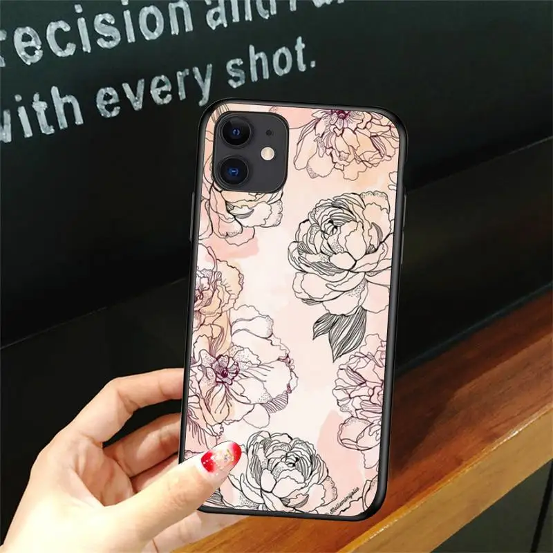 

Flower Drawing Phone Case For Iphone 5 5S SE 6 6s 7 8 plus X Xr XS 11 12 Mini Pro Max Cover Fundas Coque