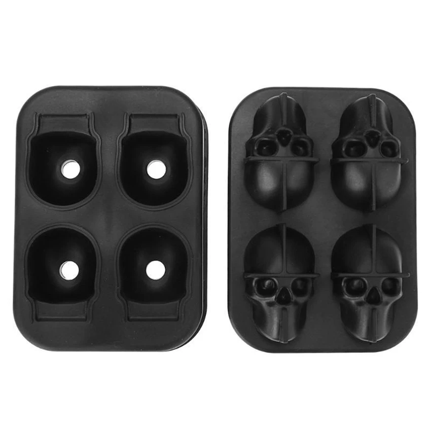 Творческий 4 полости череп Форма 3D форма кубика льда Прохладный для бара