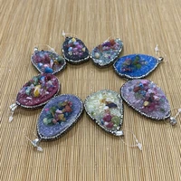 1 pcsbag natural crystal stone pendant inlaid gravel irregular natural stone handmade diy pendant jewelry necklace accessories