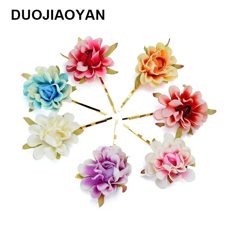 И очаровательная новая имитация ткани искусство маленький цветок заколка для