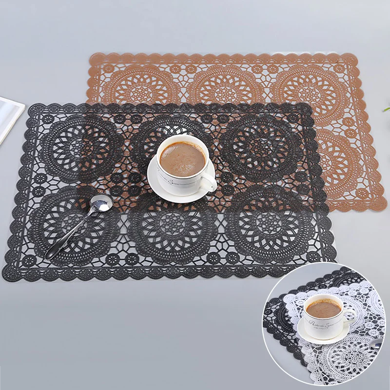 

1Pc Square Placemat PVC Flower Western Meal Baking Mat Insulated Tablemat Non-Slip Table Manteles Individuales Placemat