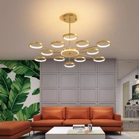 new golden led chandeliers luxury copper ceiling pendant lamp for living dining room loft home bedroom lighting fixtures