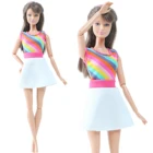 1 комплект, милое платье для куклы, розовая Радужная летняя юбка, повседневная одежда, одежда принцессы для куклы Барби, аксессуары для детей