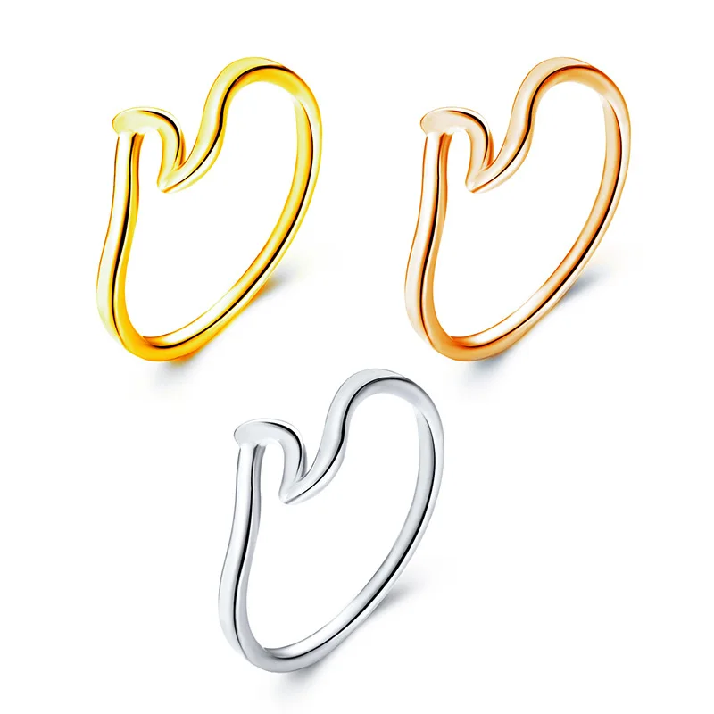 Женское узкое кольцо в виде волны для женщин геометрическое очаровательное