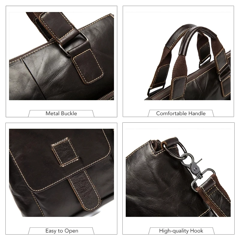 Work Business Office Men Shoulder Cow Genuine Leather Hand Bag Laptop Handbag For Documents A4 Briefcase Male Black Hit Bolsas