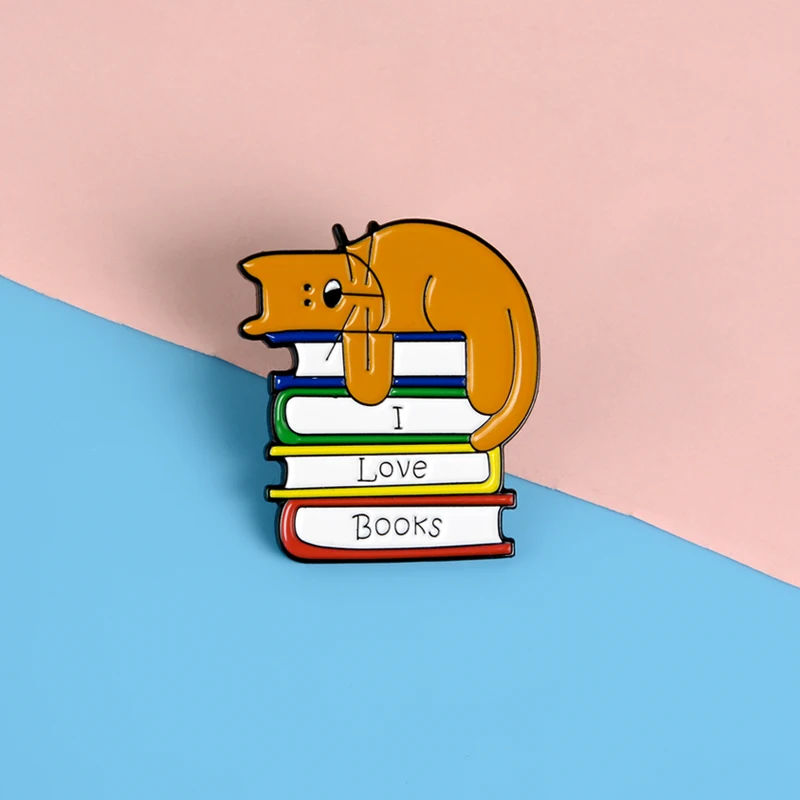 Эмалированная булавка для книг в виде червя я люблю книги забавная брошь кошки