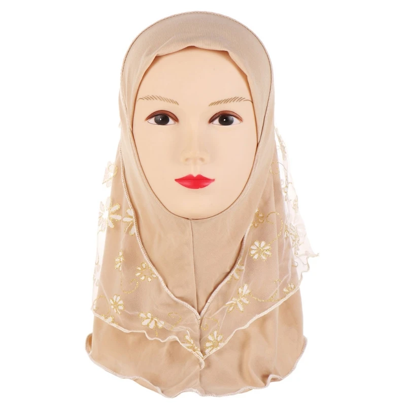 

Drop Ship&Wholesale Children Muslim Small Girl Hijab With Lace Islamic Scarf Shawls Stretch Turban Oct. 4
