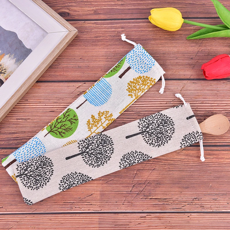 

Travel Cutlery Case Drawstring Bag Portable Tableware Bag Cotton Linen Spoon Chopsticks Storage Household Utensils Dinnerware