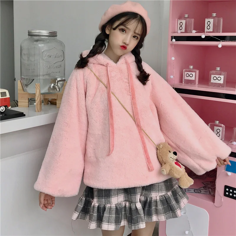 

Женский зимний свитер в Корейском стиле, модное свободное утепленное пальто в стиле бойфренда с длинными рукавами в стиле Харадзюку для сту...