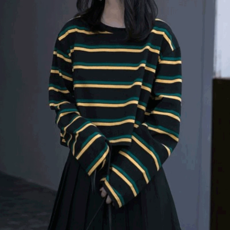 

Полосатая футболка с коротким рукавом, женская рубашка для ранней весны и осени 2021 года с небольшой рубашкой светильник ким топом