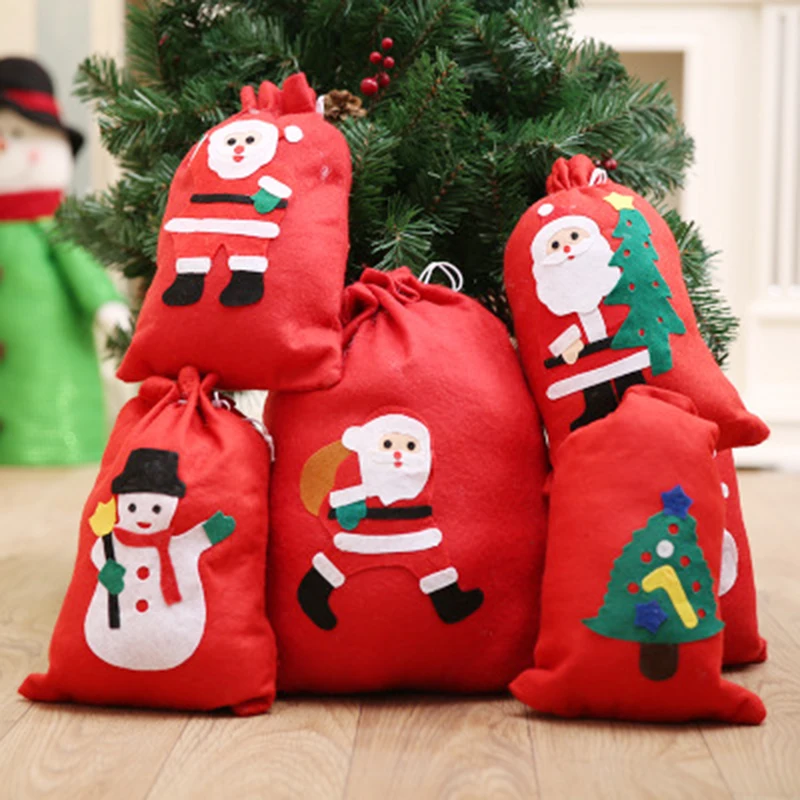 

Candy gift package Bags Christmas party decorations for home Non woven fabric Santa Claus Presents backpack Happy New Year 2020