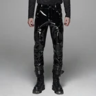 Яркая Лаковая ткань тонкий уличная одежда в стиле хип-хоп, вечерние ночной клуб личность кожа кофта Для мужчин Военная окрашенные штаны Панк рейв