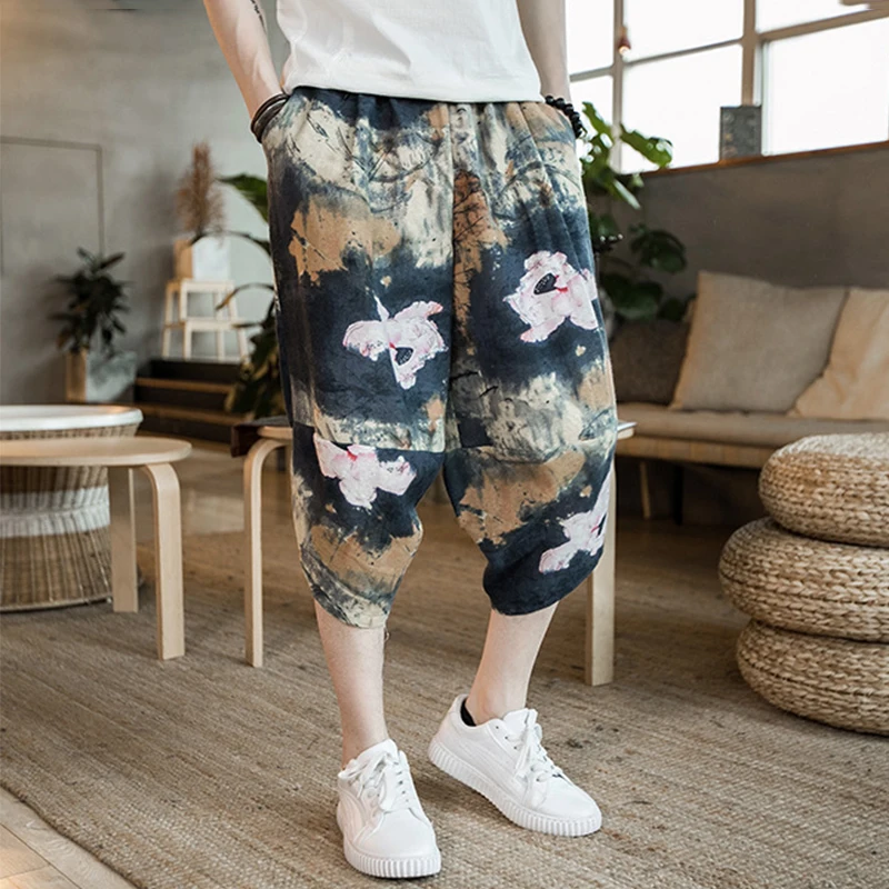 Мужские Пляжные широкие брюки уличная одежда в индийском стиле тайские шорты из