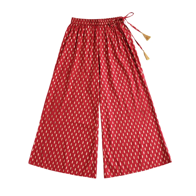Брюки женские из хлопка с широкими штанинами на весну/лето | Тематическая одежда