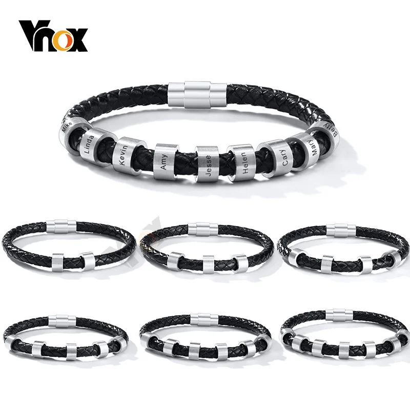 

Vnox индивидуальная Гравировка 2-9 бусин шармы имена браслеты для мужчин изготовление на заказ семья вдохновляющие ювелирные изделия Подарки ...