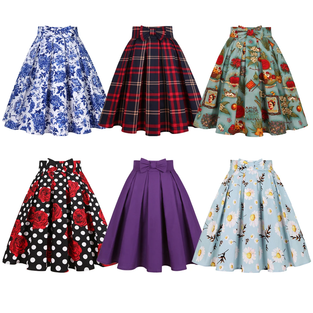 Red Blue Green Plaid High Waist Midi Skirts SS0012 Checkered Plus Size Women's Vintage Retro 50s 60s Cotton | Женская одежда