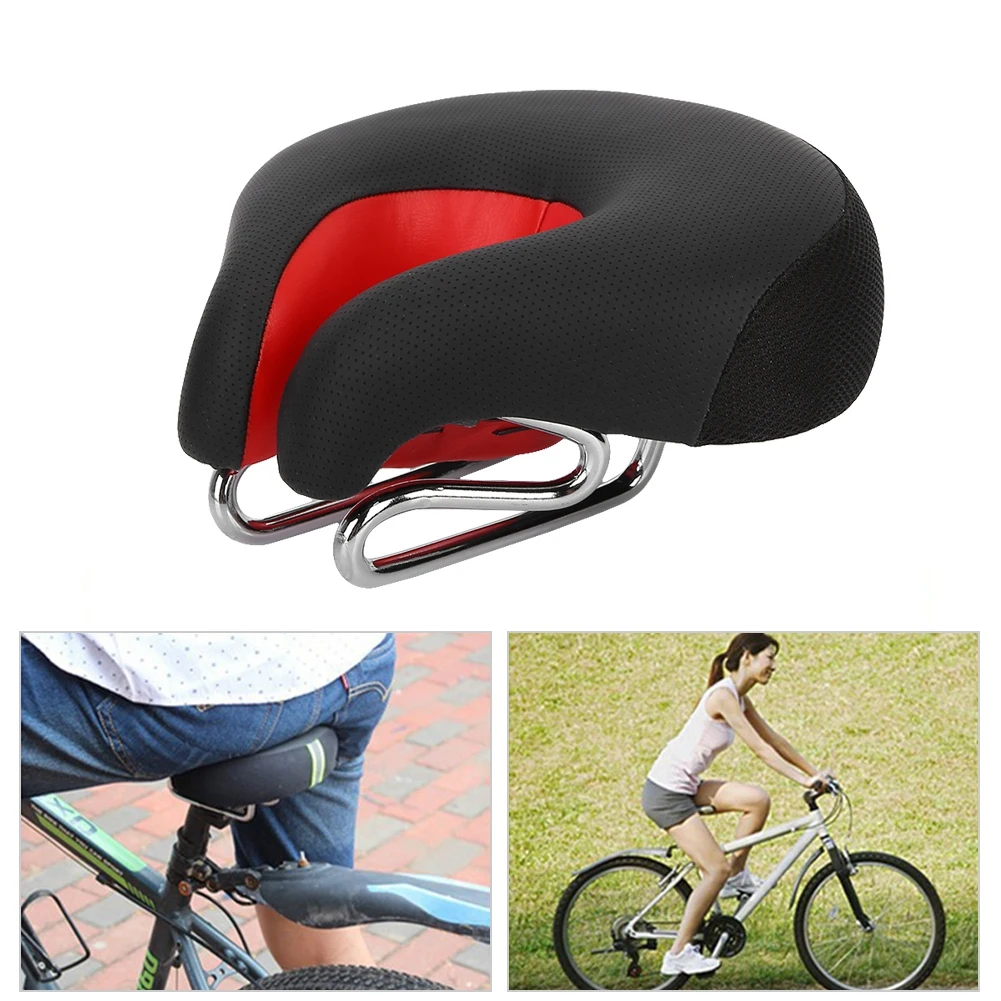 

Ergonomic Mountain Bike Cycling Bicycle Noseless Shape Saddle Cushion Pad Seat Mountain Bike Thickened Super Soft Cushion Red