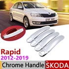 Хромированная крышка ручки для наружных дверей Skoda Rapid Sedan Comib 2012  2019, автомобильные аксессуары, Набор наклеек для отделки 2014 2016 2017 2018