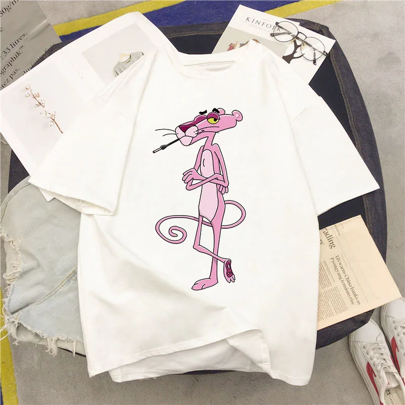 Летняя эстетичная футболка в стиле Харадзюку с коротким рукавом и розовой