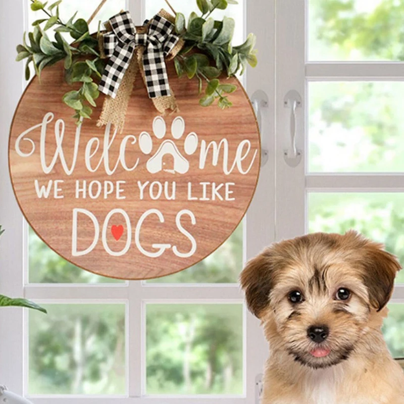 Welcome Bow Letter of Front Door Sign on Wooden House Decoration Pendant Special Days Reminder Board Home Hanging Decor | Дом и сад