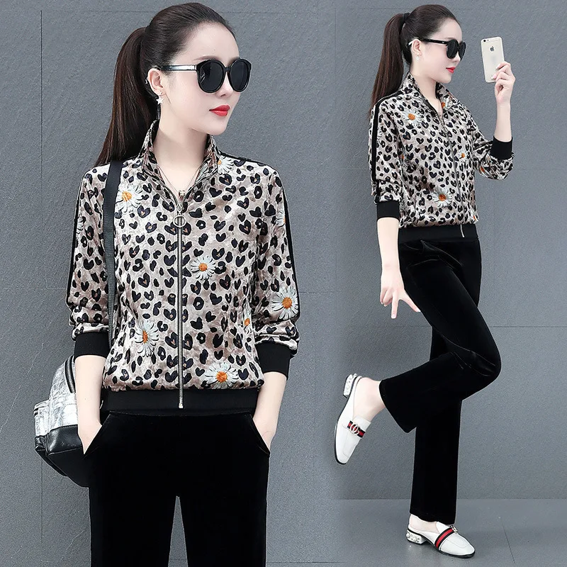 

Sport Suit Spring Women Sportswear Velvet Zip Up Jacket Running Jogging Outfits Athletic Casual Set Tracksuit Sweatshirt+pant