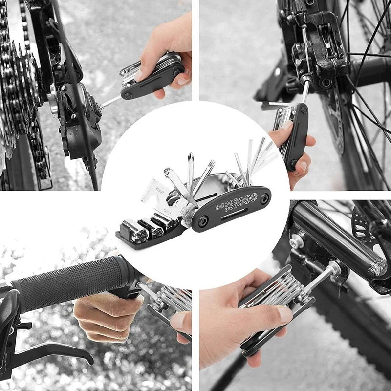 

Hot AD-Bicycle Repair Kit, Tire Puncture Repair Tool, 16 in 1 Multitool Bicycle Tool Bicycle Repair Multi-Tool Set