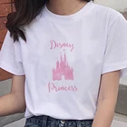 Розовая футболка с изображением Принцессы Диснея, креативная индивидуальная одежда, модная футболка с коротким рукавом, модная рубашка, Топ