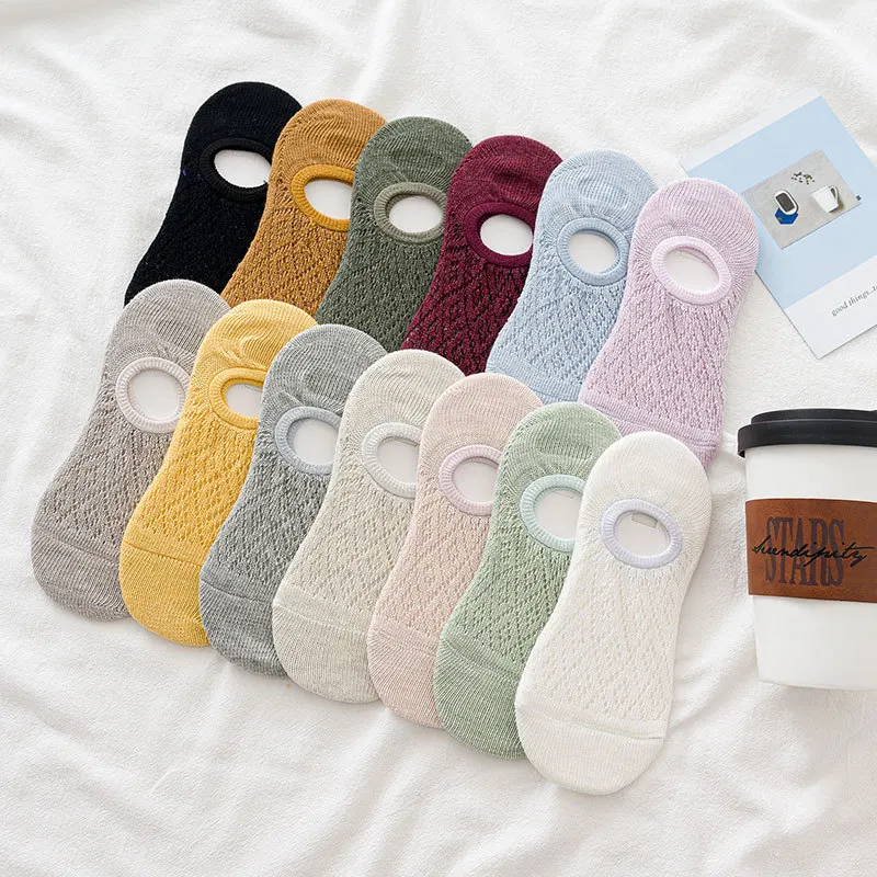 носки женские хлопковые 5 пар силиконовые противоскользяще в сетку невидимки