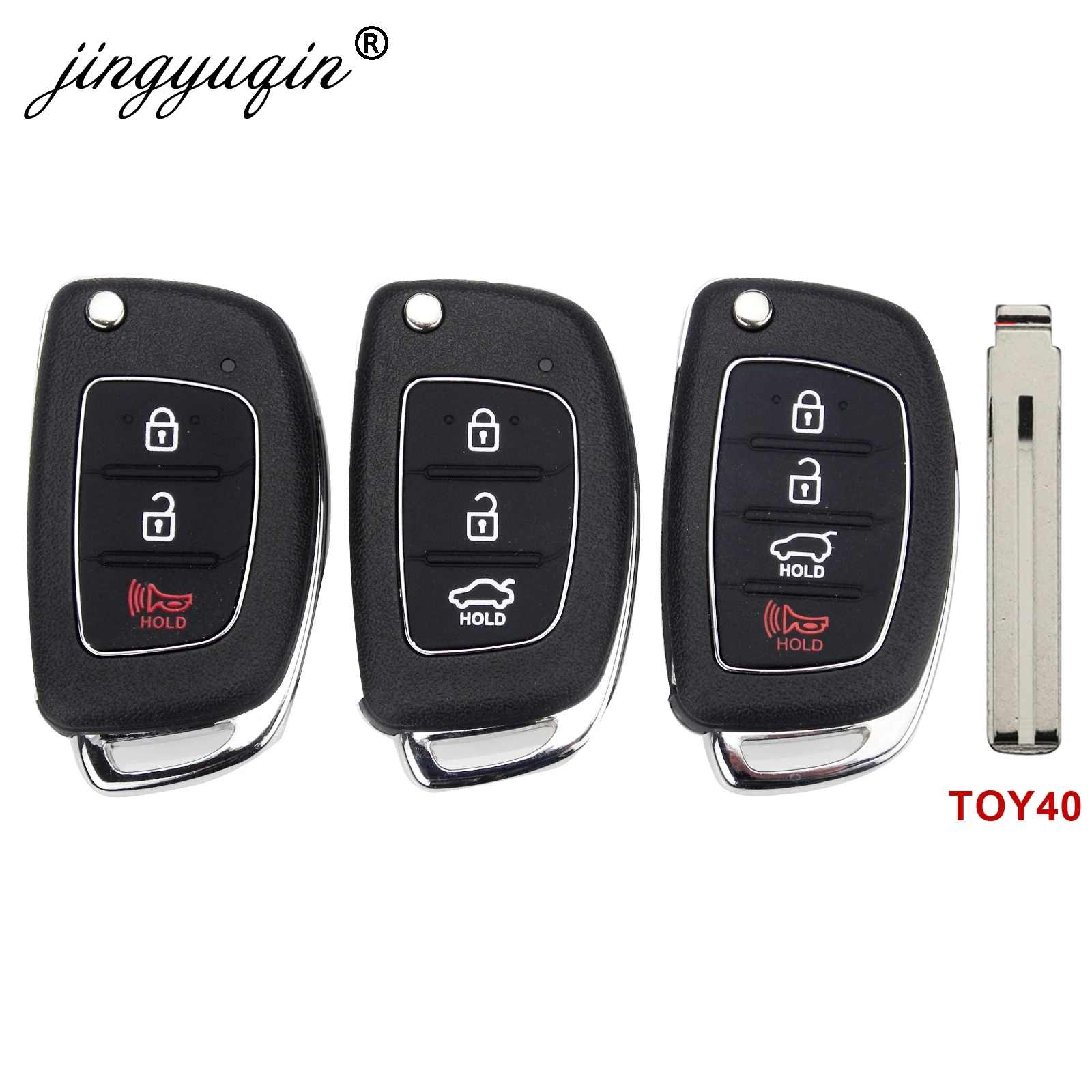 Jingyuqin 3/4 кнопки флип складной дистанционный Брелок оболочка для hyundai HB20 SANTA FE IX35 IX45 Accent I40 TOY40 чехол для ключей