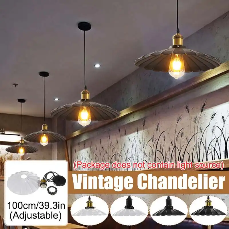 

New E27 Loft Vintage Light 24CM Lamp Shade Pendant Light Industrial Cafe Bar Home Decor Hanging Lighting White/Black