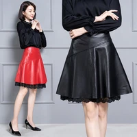 meshare new fashion genuine sheep real leather skirt 19k23