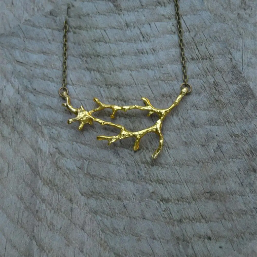 Простое золотое ожерелье массивные ювелирные изделия из лесных ветвей с