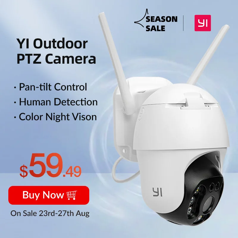 Уличная камера видеонаблюдения YI 1080P Outdoor PTZ Wi Fi/PoE цифровой зум автоматическое