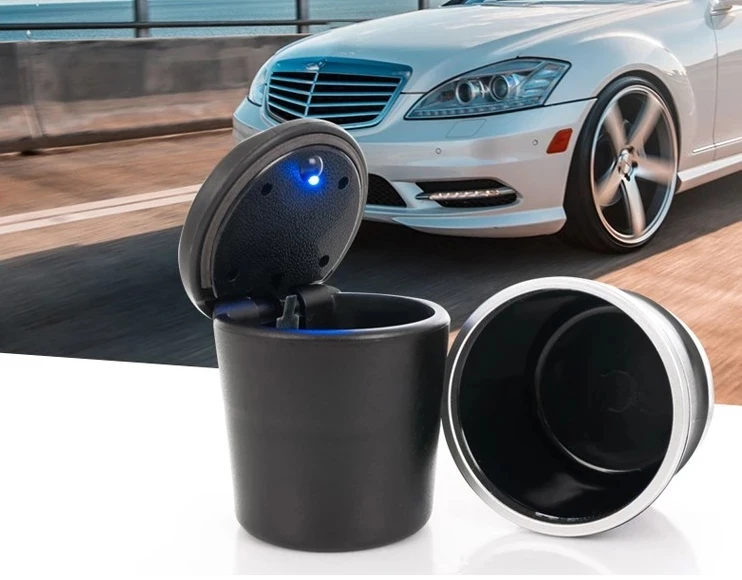 Пепельница автомобильная черная со светодиодной подсветкой пепельница для