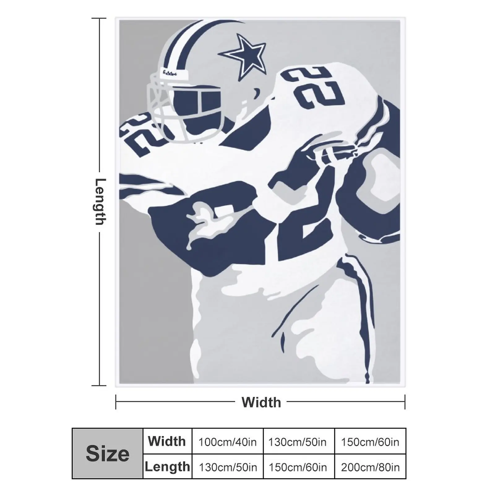 

Blanket 22 Emmitt Smith (2) Ultra Soft Micro Fleece Cozy Lightweight Microfiber Flannel All Season Living Room Bedroom Vertical