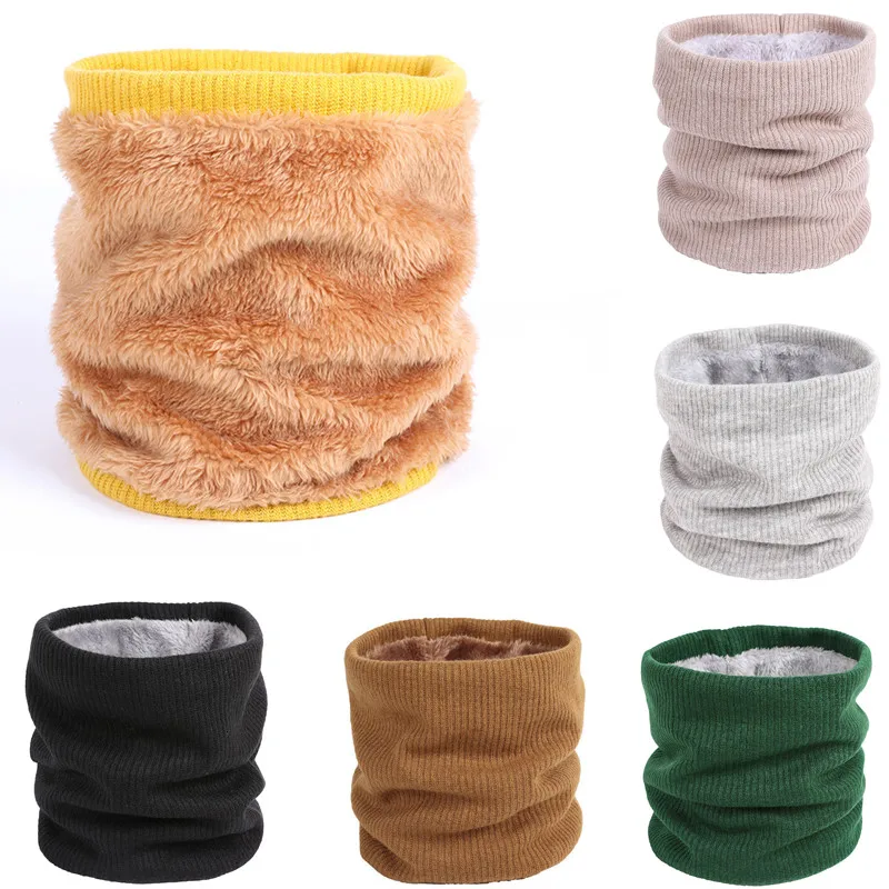 Модный женский Зимний вязаный шарф-кольцо 2019 мужской однотонный шарф на шею
