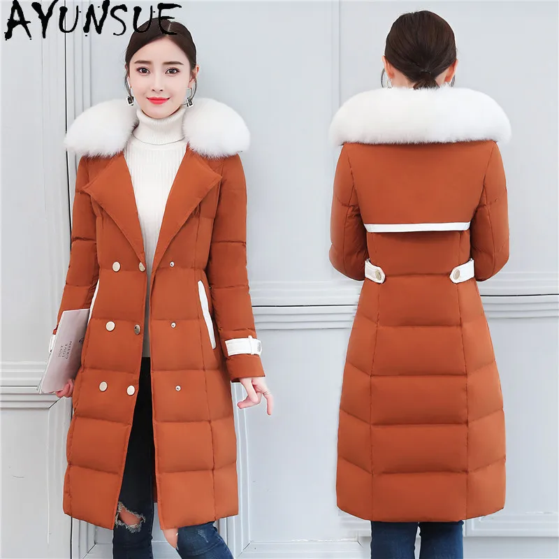 

AYUNSUE Women's Down Jackets for Women 2020 Thick long Coat Female Real Fox Fur Collar Parkas Warm Womens Clothing Ropa Mujer