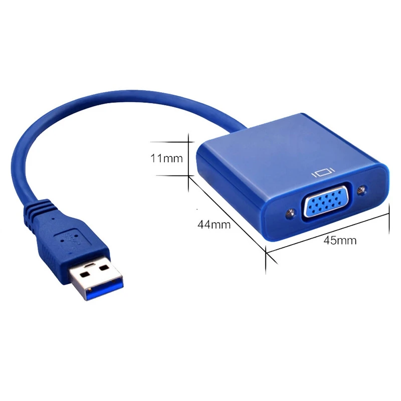 Внешний адаптер 1080P USB3.0 к VGA видеокабель без драйвера для Windows США синий|Кабели VGA| |