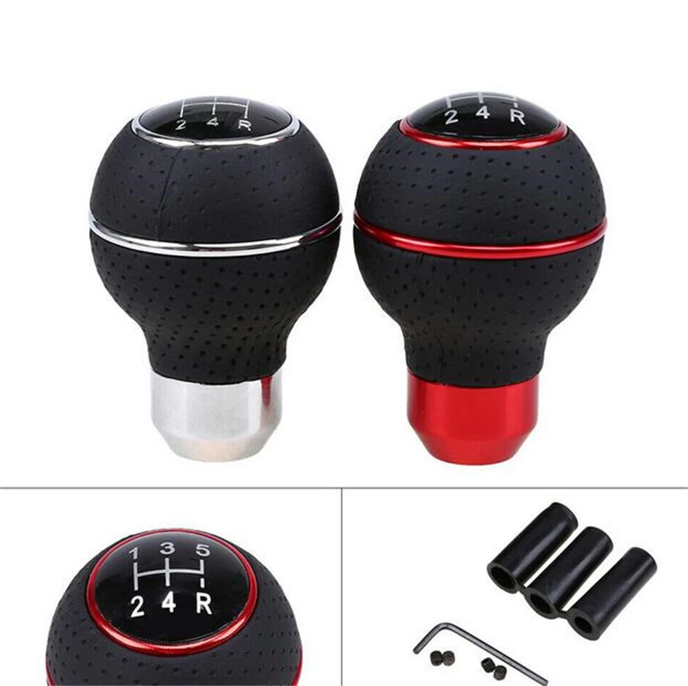 

Ручка рычага переключения передач 5 скоростей из кожи, алюминиевый автомобильный крюк переключения передач, рычаг переключения передач, по...