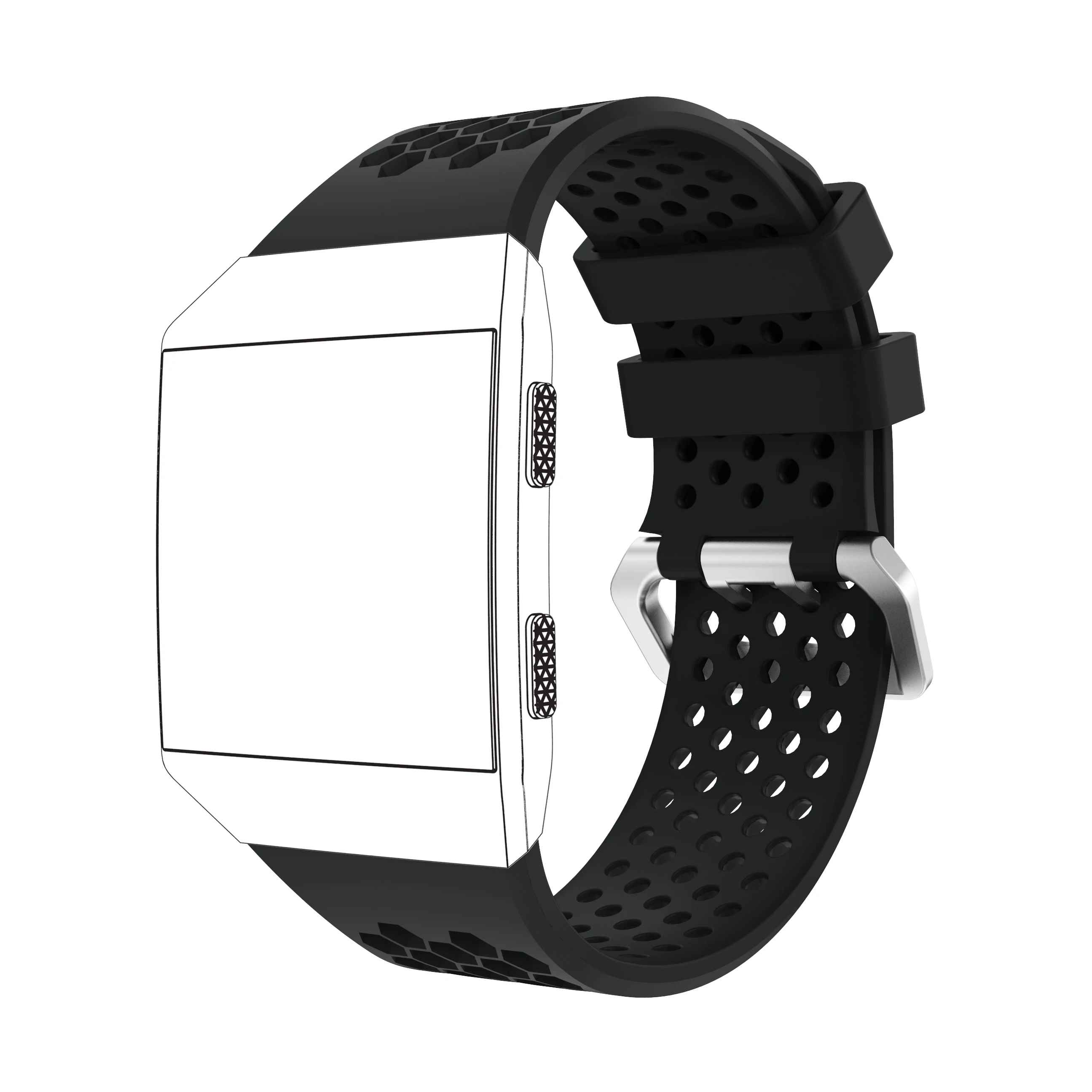Yayuu совместимый для Fitbit Ionic Смарт-часы мягкий силиконовый ремешок регулируемый ремешок для часов замена спортивный дышащий ремешок - Цвет: Black