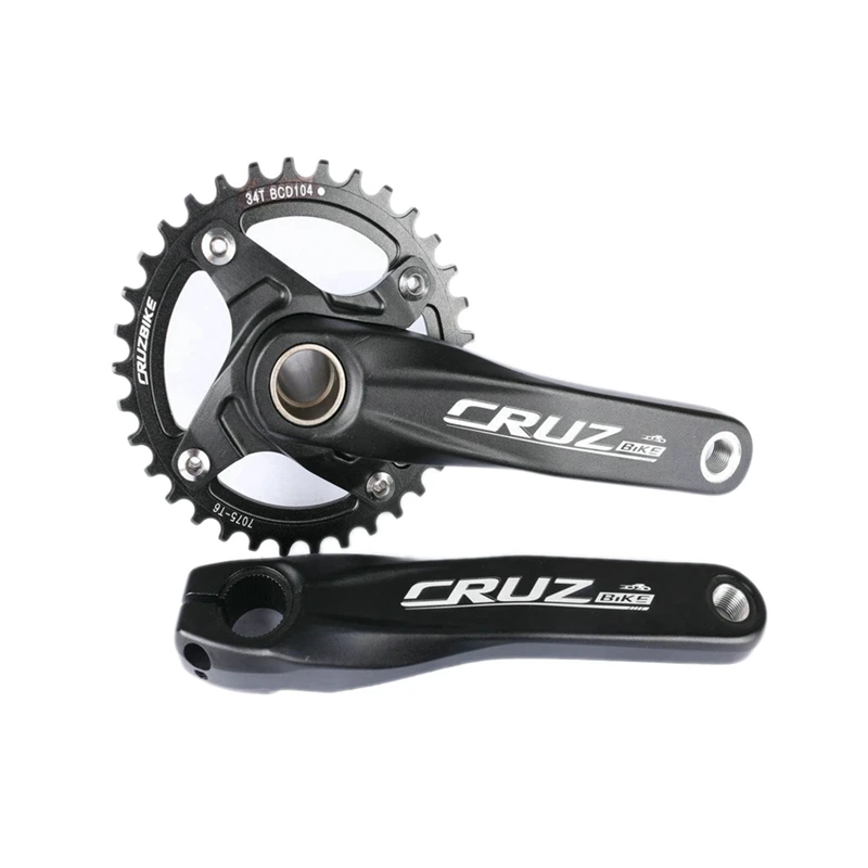 

CRUZBIKE Mountain Bike Integrated Hollow Crankset Left and Right Crank Modified Single-Disk Hollow Crank Bicycle Crank