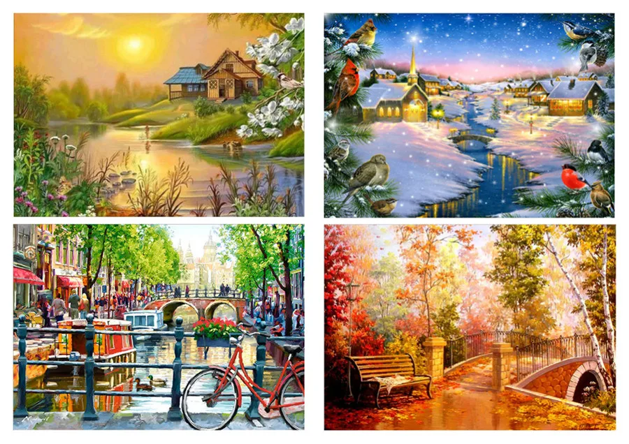 5D алмазная вышивка сделай сам крестиком закат Алмазная реки квадратная мозаика