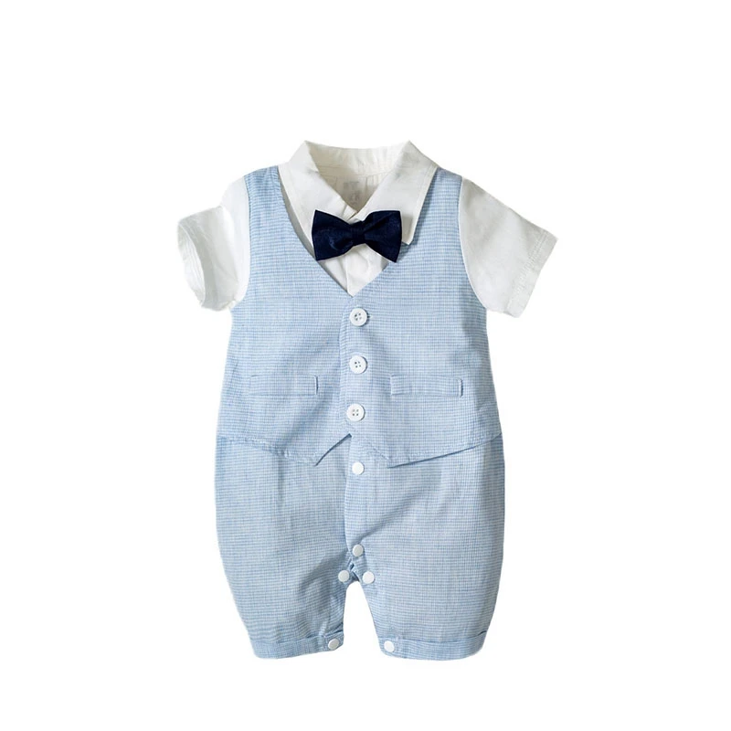 

baby infant summer boys romper gentleman 0-24 months boy 100% cotton newborn clothing party baptism outfits gentleman boy outfit