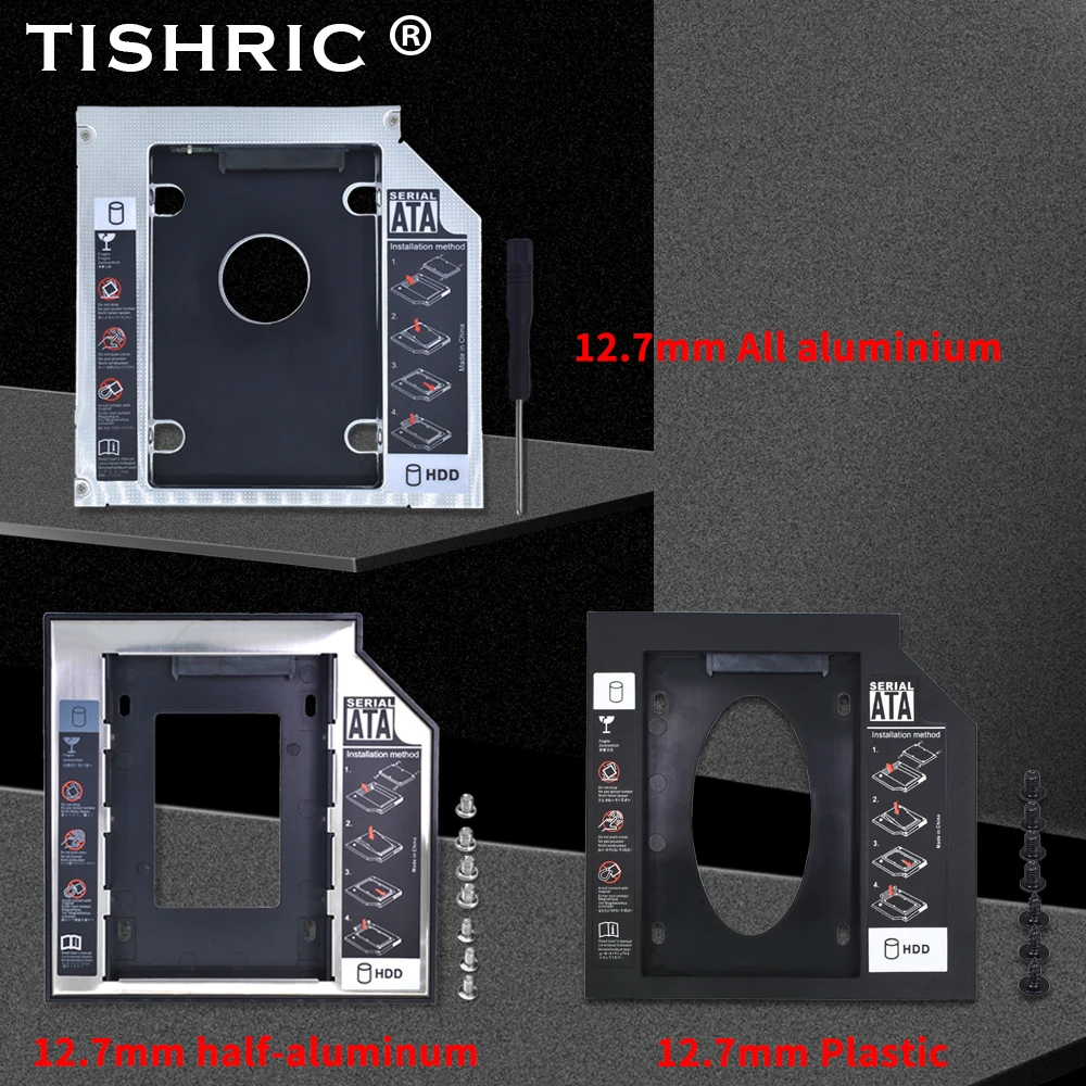 Универсальный Переходник TISHRIC 9 5 мм 12 7 SATA 3 0 для установки второго жесткого диска 2