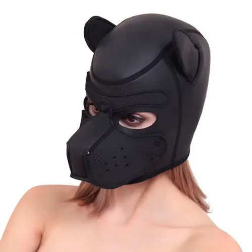 

Sexy Adult Cosplay Role Play Dog Full Head Mask Soft Padded Latex Rubber Puppy Mask for Face Women